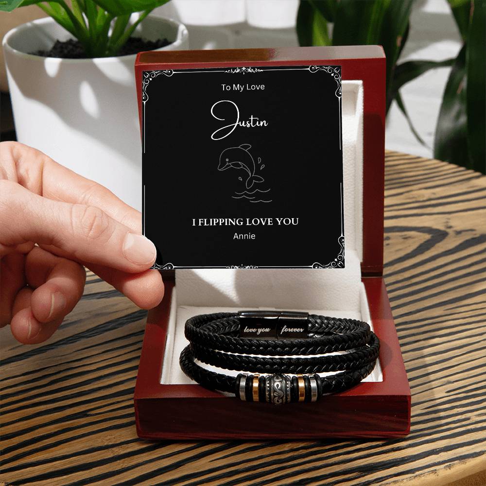 Personalized I Flipping Love You Bracelet for Your Special Man, Boyfriend, Brother, Father on Anniversary, Birthday, Everyday Occasion