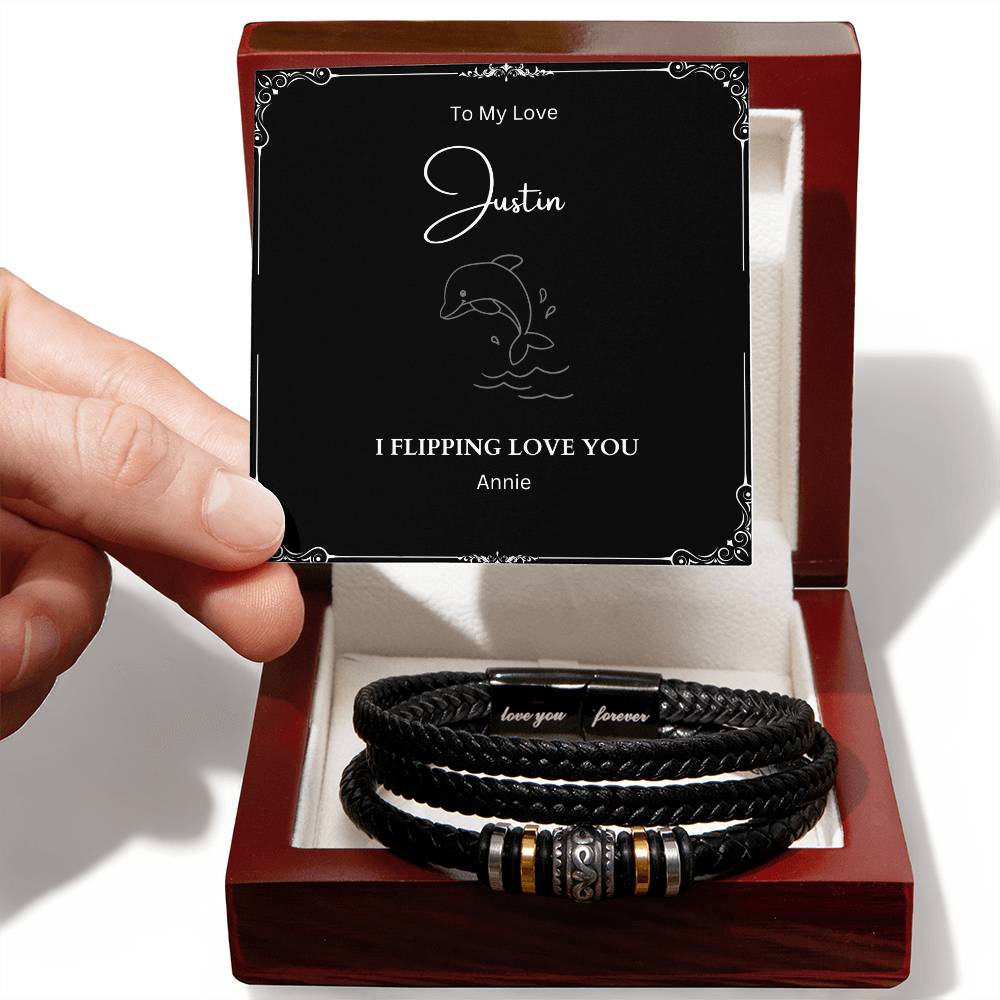 Personalized I Flipping Love You Bracelet for Your Special Man, Boyfriend, Brother, Father on Anniversary, Birthday, Everyday Occasion