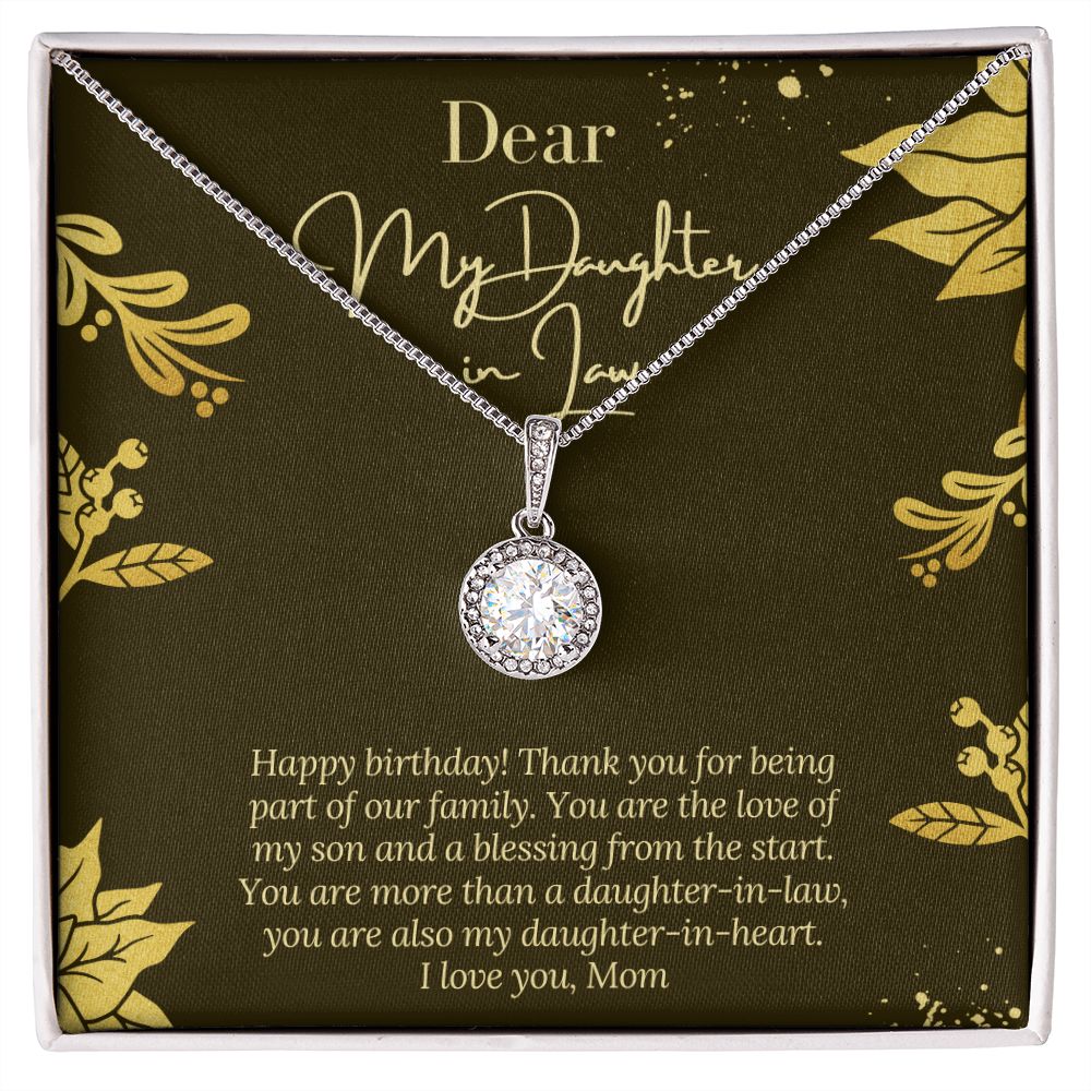 Daughter In Law Birthday Gift with Message Card, From Mom to Daughter In Law, Necklace Gift for Daughter in Law