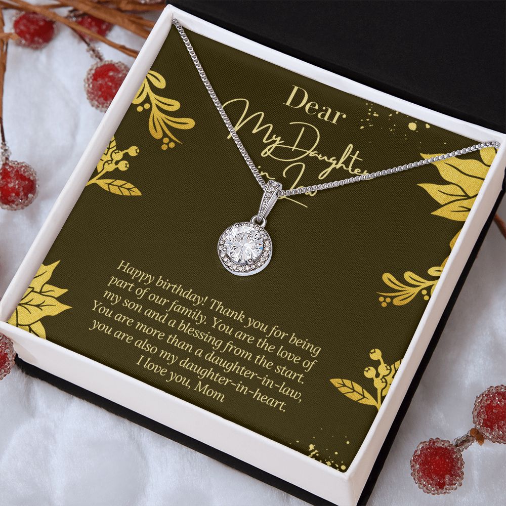 Daughter In Law Birthday Gift with Message Card, From Mom to Daughter In Law, Necklace Gift for Daughter in Law