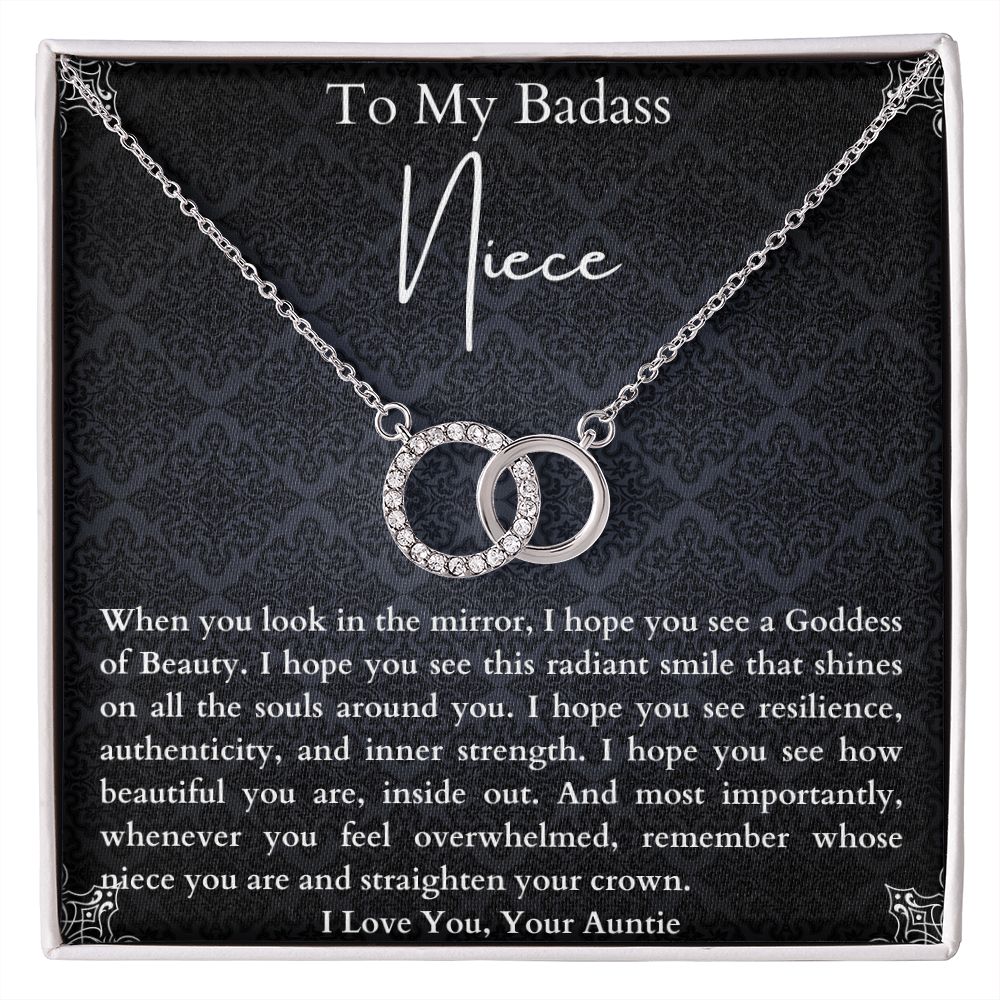 To My Badass Niece Necklace Gift From Auntie on Birthday, Graduation, Christmas. Auntie Niece Gift Ideas.