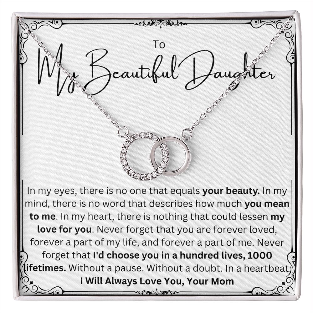 Forever Love Necklace Gift From Mom to Daughter. To My Beautiful Daughter on Her Birthday, Graduation, Wedding, Christmas.
