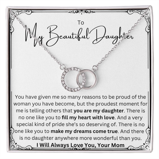 Proud Of You Necklace Gift From Mom to Daughter. To My Beautiful Daughter on Her Birthday, Graduation, Wedding, Christmas.