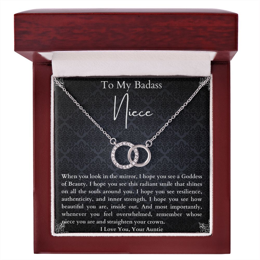 To My Badass Niece Necklace Gift From Auntie on Birthday, Graduation, Christmas. Auntie Niece Gift Ideas.