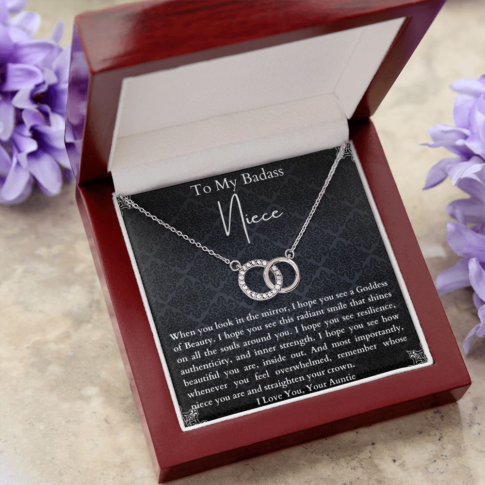 To My Badass Niece Necklace Gift From Auntie on Birthday, Graduation, Christmas. Auntie Niece Gift Ideas.