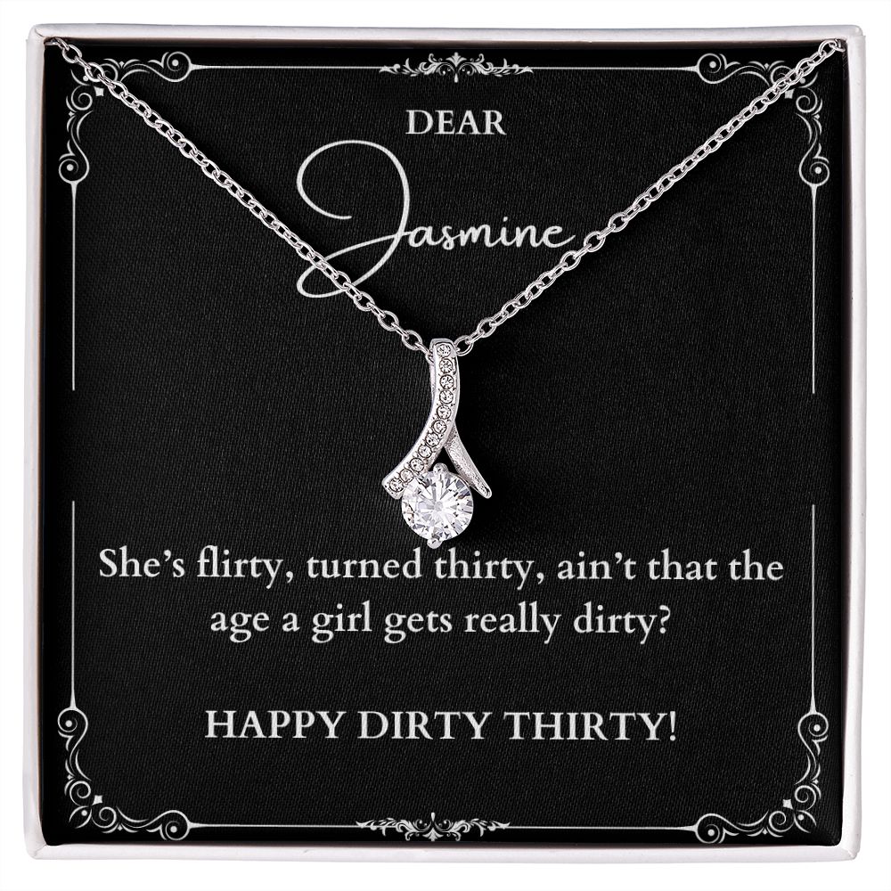 Personalized 30th Birthday Gift for Woman, Dirty Thirty Birthday Gift For Her, Meaningful 30th Birthday Necklace, 30 Years Old Birthday Card with Necklace for Besties, Coworkers, Sisters. Niece. Funny 30th Birthday Bestie Message Card with Jewelry for Wom