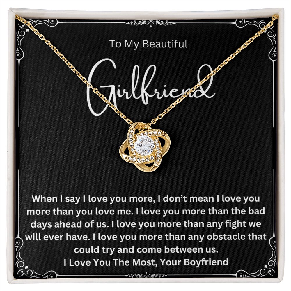 I Love You More Pendant Gift For My Beautiful Girlfriend on Birthday, Anniversary, Christmas, Valentine's Day. I Love You Necklace Gift Idea For Her.