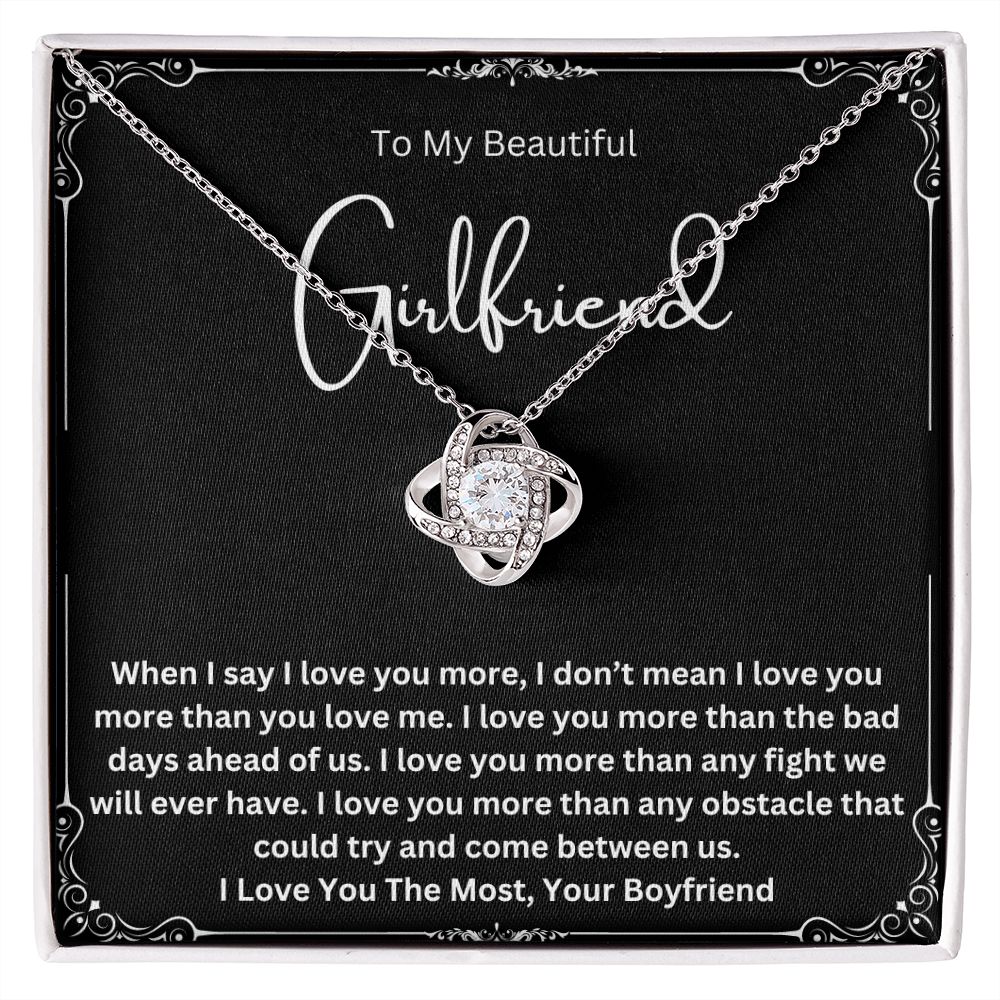 I Love You More Pendant Gift For My Beautiful Girlfriend on Birthday, Anniversary, Christmas, Valentine's Day. I Love You Necklace Gift Idea For Her.