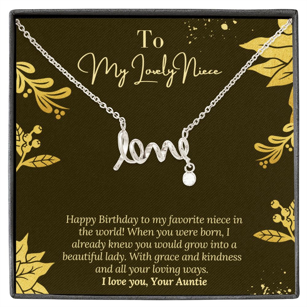 Happy Birthday to My Niece Gift with Message Card, Necklace for NIece, Jewelry Gift, From Aunt to Niece, For My Niece Gift