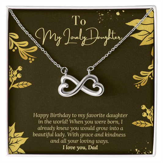 Happy Birthday Necklace to Daughter with Message Card, From Dad to Daughter, Jewelry Gift for Daughter, From Dad with Love, Special gift