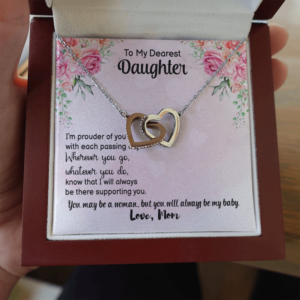 Necklace for My Dearest Daughter with Message Card. To My Daughter Gift. From Mom to Daughter Gift. Jewelry for Daughter.
