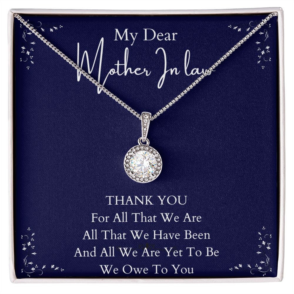 We Owe To You My Mother In Law Sterling Silver Necklace Gift. From Bride To Mother's Groom Gift. Mother In Law Gift On Wedding Day.