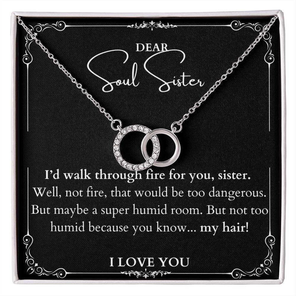 Funny Soul Sister Walk Through Fire Gift. Bestie Necklace Jewelry with Message Card. Soul Sister Unique Birthday Gift Idea. Bestfriend Gift.