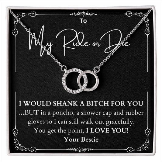 My Ride or Die Promise Necklace Gift For Bestie, Bestie Shank A Bitch Message Card, Soul Sister Funny Gift for Going Away,Birthday,Christmas